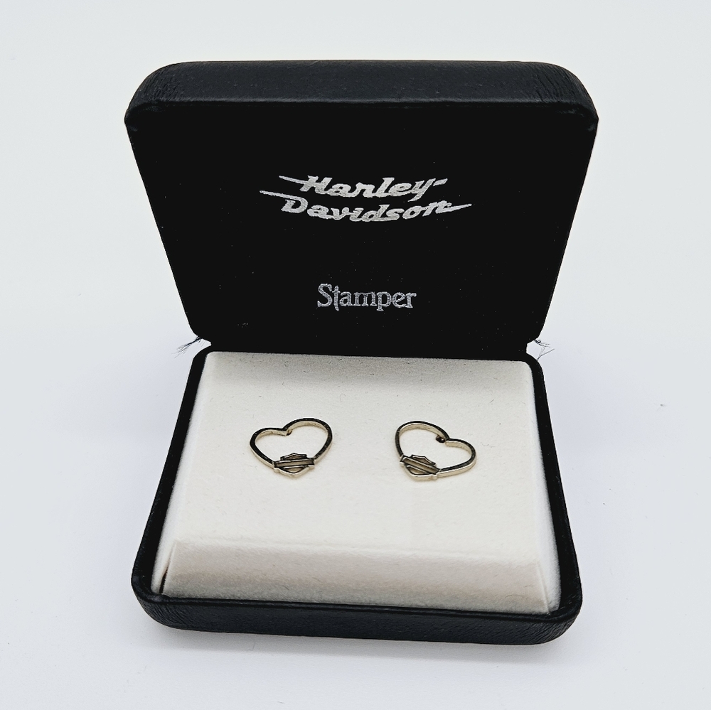 HARLEY DAVIDSON | Stamper vintage small heart & logo earrings